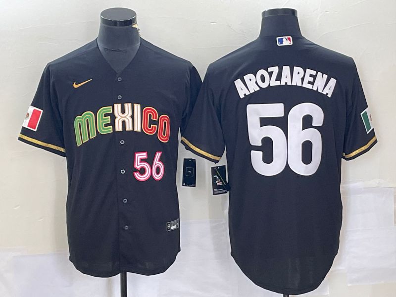 Men 2023 World Cub Mexico 56 Arozarena Black Nike MLB Jersey8